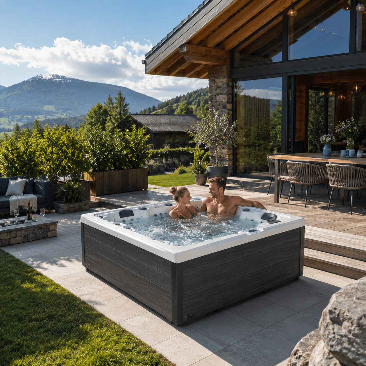 Waterwave Whirlpool mit Bergblick