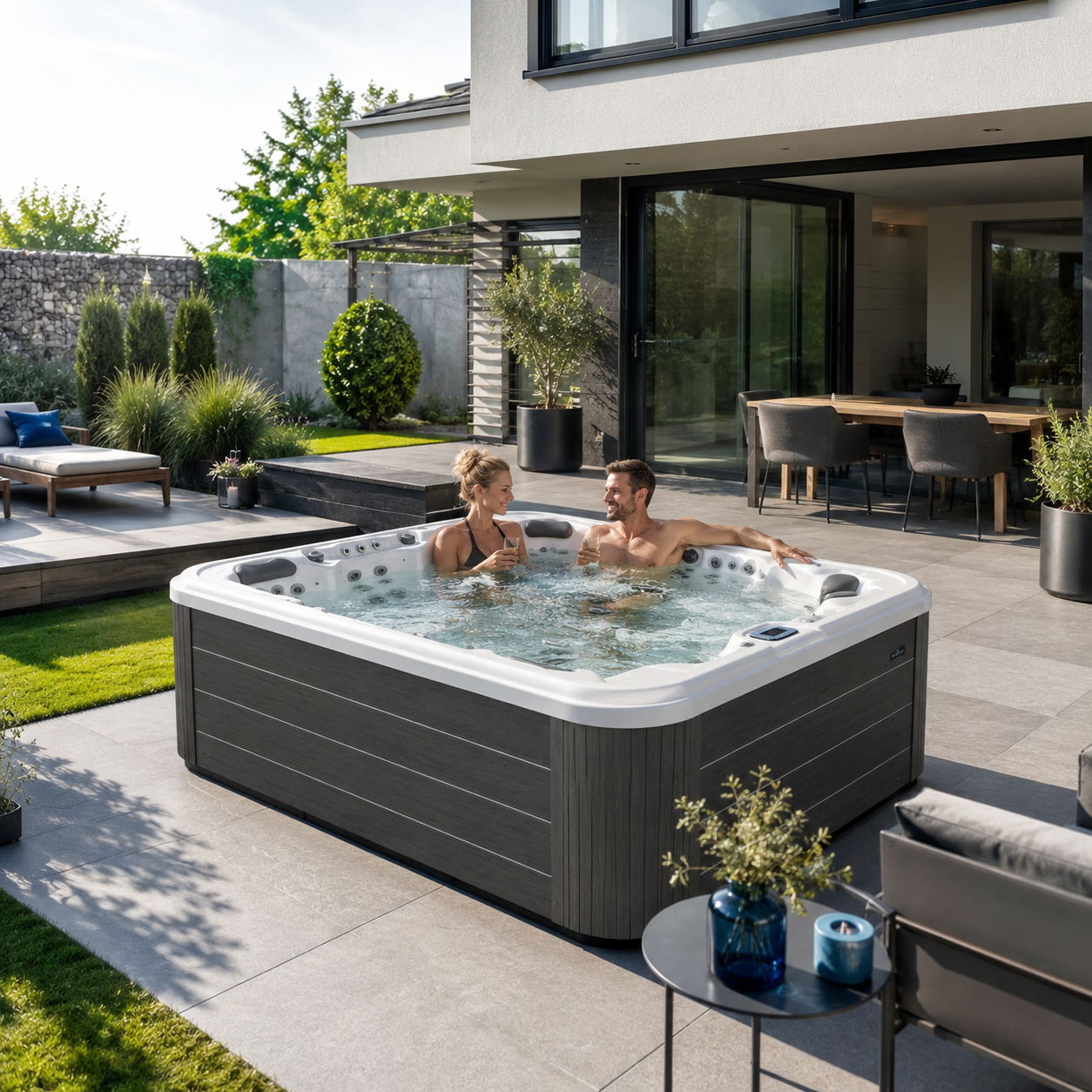 Waterwave Whirlpool auf moderner Terrasse